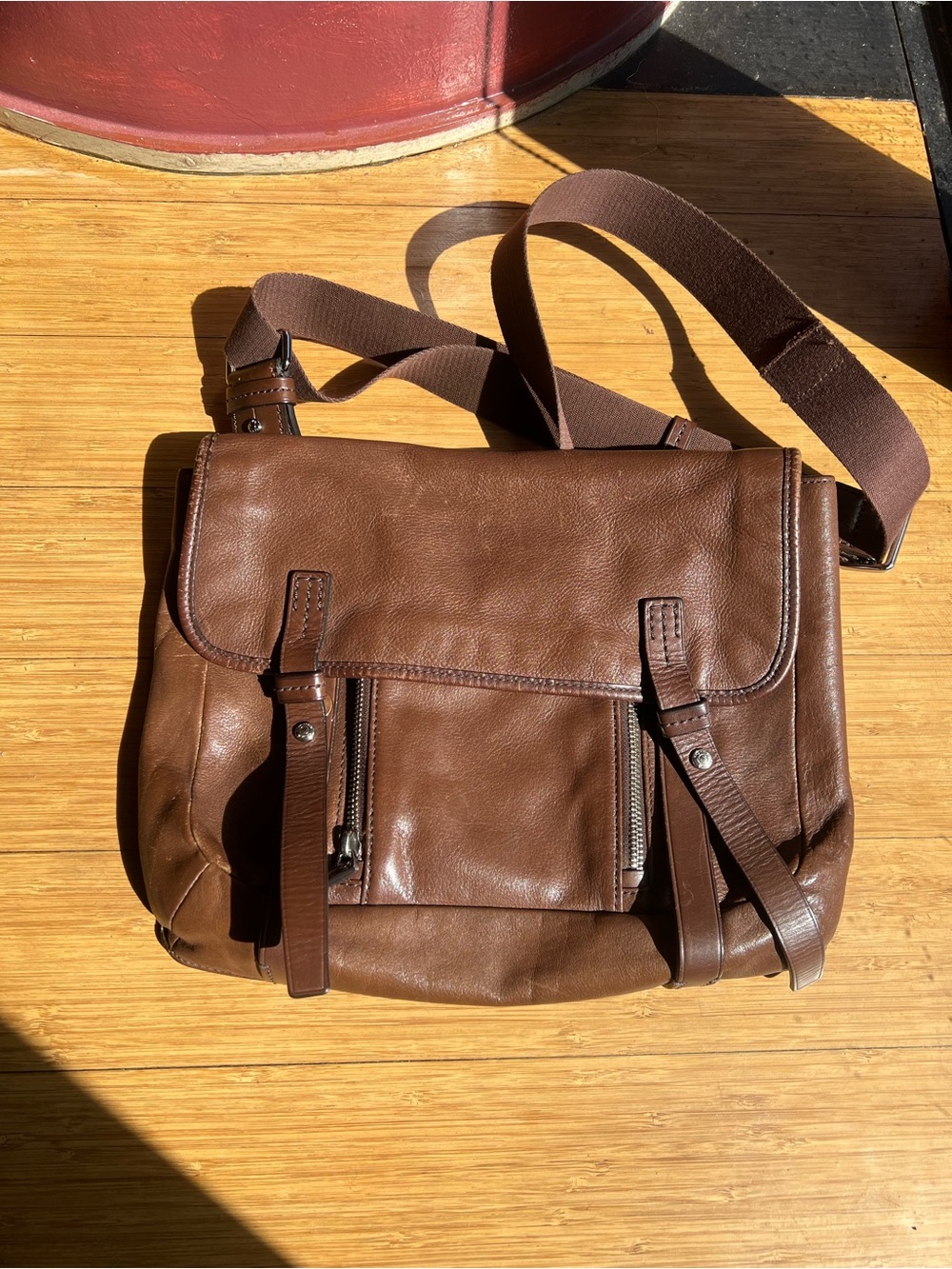 Tumi Brown Leather Messenger Bag